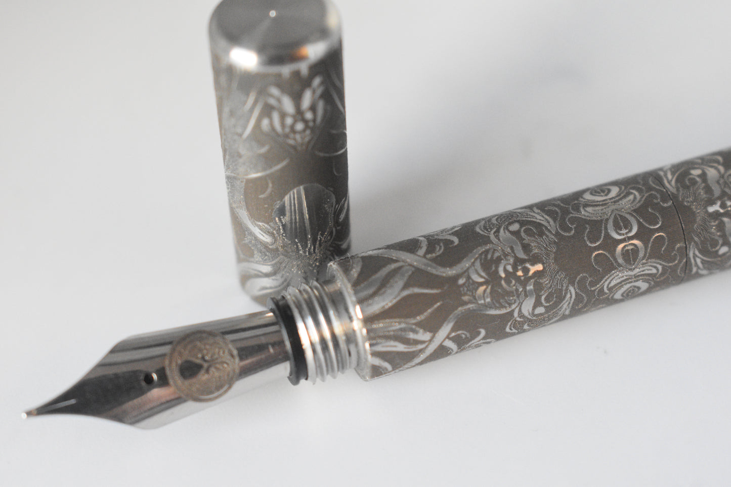 Silver Wolf Clutch Pencil - Stainless Steel - Unicorn Clouds - Specialist Ceracote - Dark Fairy Rose